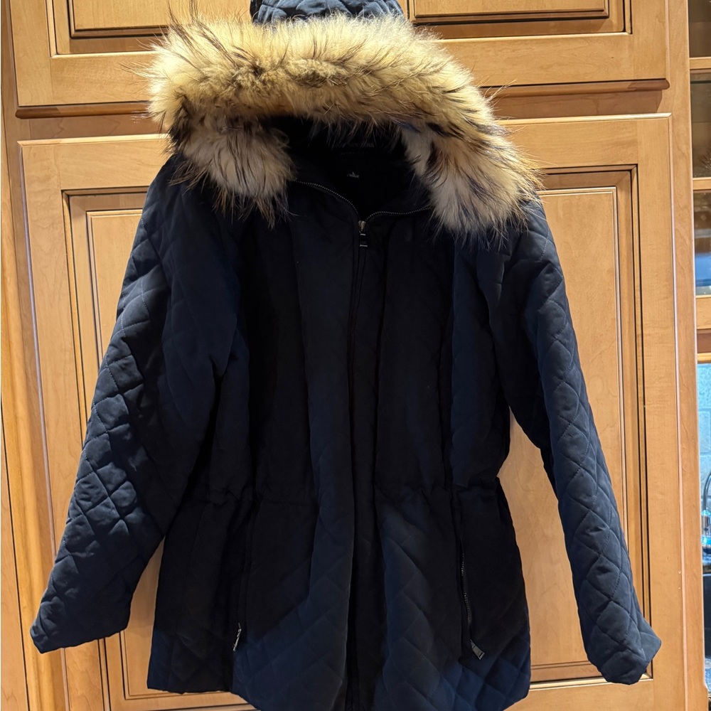Marc New York Black and Brown Puffer Jackets with Fur Trim